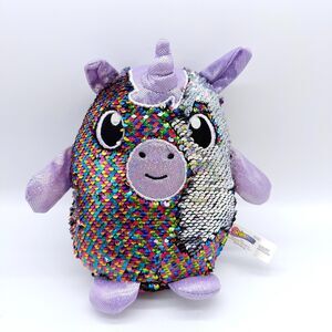 Shimmeez 8" Maggie Unicorn Sequin Plush Stuffed Animal Rainbow & Silver